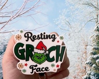 Resting grinch face bade reel - badge reel - nurse badge reel - badge - nurse