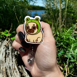 Funny badge reel - funny badge - Frog dog badge reel - Badge - Retractable badge - Badge topper - ID holder - gifts - Nurse - Medical -