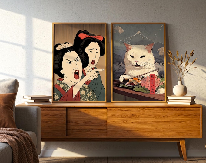 Ukiyo-e Meme Art Prints – Matte Photo Paper – Set of 2