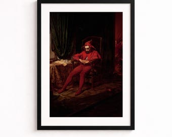 Cuadro enmarcado de Stanczyk por Jan Matejko, Arte del bufón triste de la corte, Póster de pintura al óleo histórica y melancólica