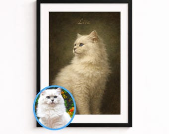 Retrato de mascota aristocrático personalizado – Pintura al óleo del siglo XIX