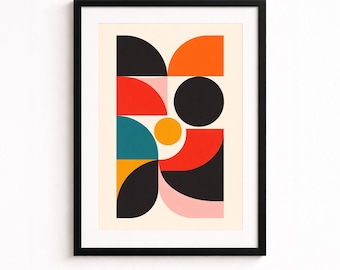 Arte mural abstracto geométrico moderno: póster Bauhaus de mediados de siglo