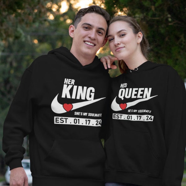 King and Queen Couple Hoodies, Matching Hoodies, Valentines Day, Anniversary Hoodies Wedding Hoodies, Love Hoodies, Hoodies for Couples