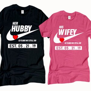 Hubby and Wifey Black and pink Couple Shirts, Matching couple shirts, Valentines Day, anniversary shirt, wedding shirts, shirt for couples