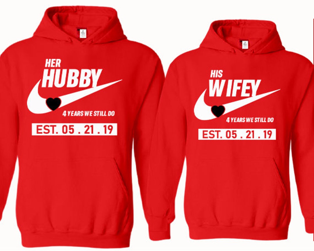 Hubby and Wifey Couple Hoodies, Matching Hoodies, Valentines Day