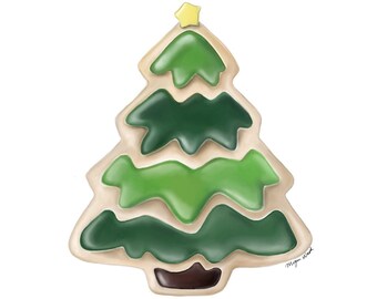 Christmas Print, Christmas Tree Sugar Cookie, Holiday Decor, Digital Download