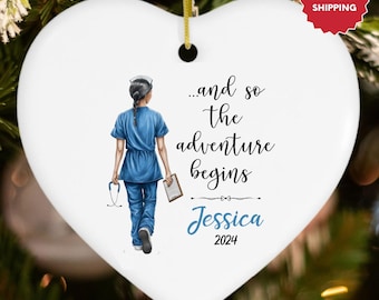 Custom Nurse Ornament, New Nurse Gift, Nurse Christmas Ornament, Graduation Ornament, Graduation Gift, BSN Gift, Nursing Graduation Gift
