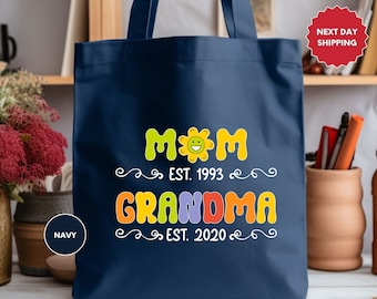 Personalized Mom and Grandma Tote Bag, Custom Grandma Bag, Gift For Grandma, Grandma To Be Tote Bag, New Grandma Tote Bag, Baby Announcement