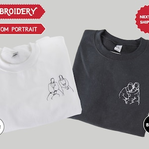 Embroidered Custom Portrait from Photo Sweatshirt, Couples Portrait, Personalized Gift, Custom Gifts, Family Portrait