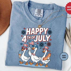 Comfort Colors®Happy 4th Of July Ducks, Independence Day, American Goose Shirt, Patriotic USA Flag T-Shirt, Funny Fourth Of July Duck Shirt