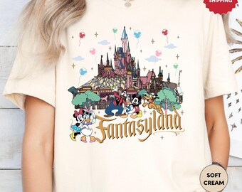 Camiseta de Mickey y sus amigos del Castillo Disney de Fantasyland, camiseta de Walt Disney World 1971, parque temático Disney, Magic Kingdom, viaje familiar a Disneyland