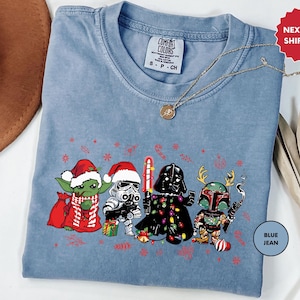 Comfort Colors Star Wars Christmas Shirt, Star Wars Family Christmas Shirt, Star Wars Characters Xmas Shirt, Disneyland Holiday Xmas Shirt