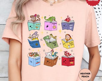 Chemise club de lecture Disney Princess Sidekicks, cadeau pour les amoureux des livres, t-shirt bibliothécaire nains, chemise Disney Princess Reading