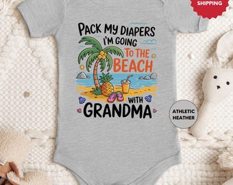 Pack My Diapers Shirt, Beach Bodysuit Shirt For Baby, Grandma Vacation Shirt, Summer Shirt, Beach Shirt, Family Shirt, Baby Summer Shirt