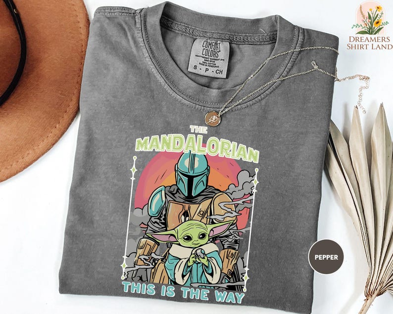 Chemise rétro Mandalorian Boba Fett et Baby Yoda, chemise This Is The Way, T-shirt Grogu, chemise Star Wars vintage, Mandalorian, fan de Star Wars image 2
