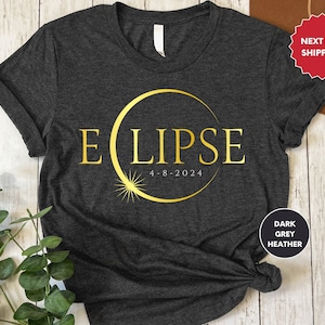 Chemise éclipse totale de soleil 2025, t-shirt éclipse de soleil couleur dorée, 8 avril 2024, carte des États-Unis, t-shirt Path of Totality, cadeau Spring America Eclipse