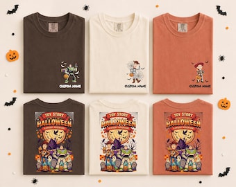 Individuell gestaltetes Toy Story Halloween-Shirt, Gruseliges Abenteuer-T-Shirt, Bis zur Unendlichkeit und weiter so, Personalisiertes Disney Halloween Partner-T-Shirt