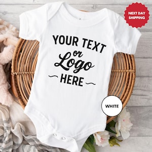 Custom Logo Text Onesie, Custom Text Printed, Custom Company Logo Printed, Your Design or Logo Printed Directly Onto a Bodysuit, Custom Text