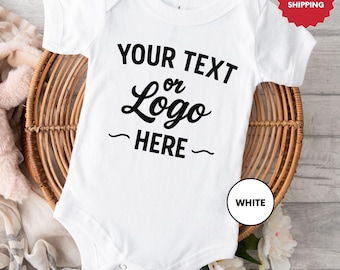 Custom Logo Text Onesie, Custom Text Printed, Custom Company Logo Printed, Your Design or Logo Printed Directly Onto a Bodysuit, Custom Text