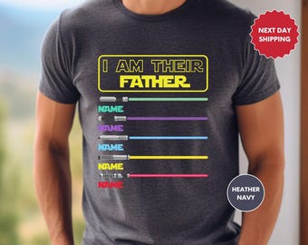 Soy su padre, camiseta personalizada, camiseta para papá, Día del Padre, camiseta de Star Wars para papá, camiseta personalizada con sables de luz, camiseta para papá