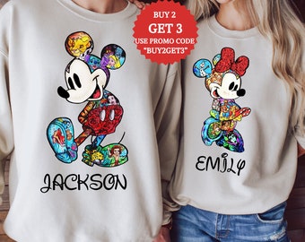 Personalized Matching Disney Couple Sweatshirt, Mickey Mouse Hoodie, Minnie Mouse Hoodie, Disney Family Sweatshirt, Disney Trip Shirt