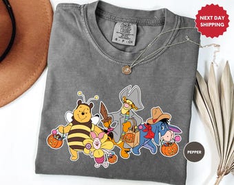 Comfort Colors Pooh And Friends Halloween Shirt, Winnie The Pooh Shirt, Trick Or Treat Shirt, Disney Halloween Shirt, Disney Family Shirt
