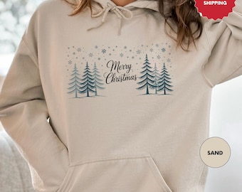 Christmas Hoodie, Merry Christmas Hoodie, Winter Hoodie, Holiday Hoodie, Christmas Tree Sweatshirt, Xmas Outfit, Christmas Family Hoodie