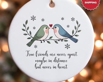 True Friends Never Apart Ceramic Ornament, Friendship Ceramic Christmas Ornament 2026, Best Friend Gift Holiday Keepsake, Neighbor Gift