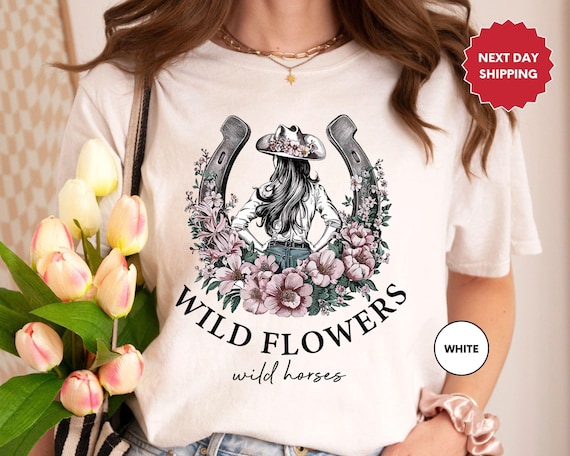 Wild Flowers Wild Horses Shirt, Natural Tee, Country Concert Shirt, Rodeo Graphic Tee, Floral Gift, Western Tee, Horse Lover