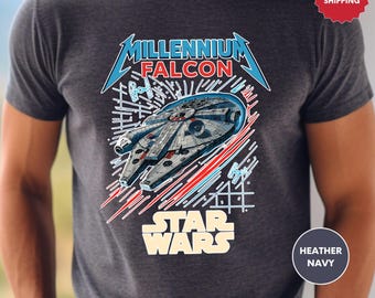Retro Disney Star Wars Shirt, Disney Millennium Falcon Shirt, Vintage Star Wars Millennium Falcon Tee, Disneyworld 2026 Shirts, Family Trip