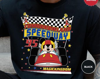 Vintage Tomorrowland Speedway Racing T-shirt, Disney Mickey Mouse and Car Tee, Mickey and Friends, Disneyland Family Matching Group Tee