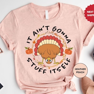 a pink shirt with a turkey on it