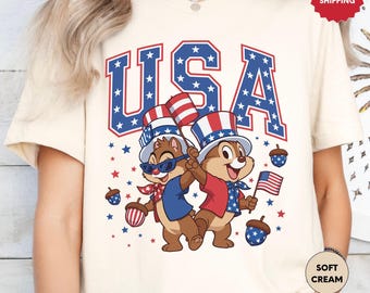 Disney USA Shirt, Chip and Dale 4th of July T-Shirt, Disney Independence Day Shirt, Disneyworld American Flag Shirt, Chip Fourth of July Tee