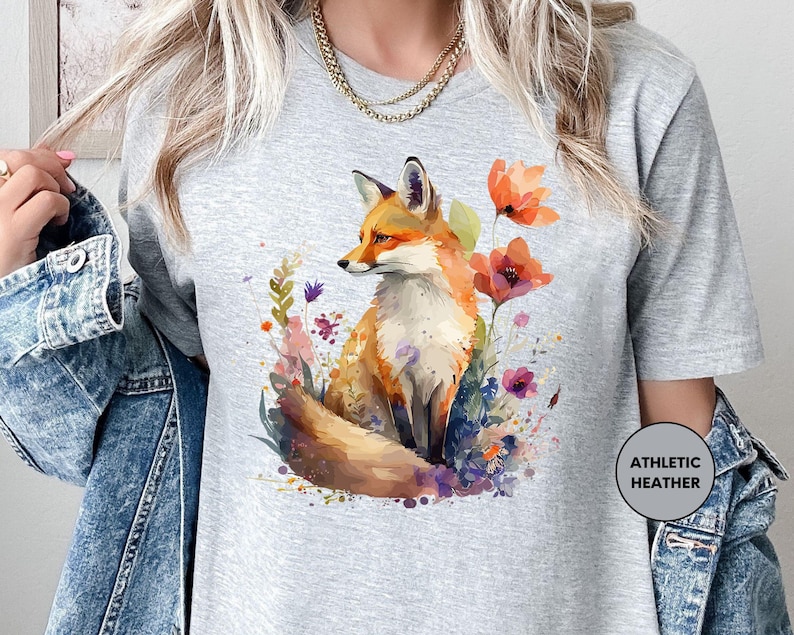 a woman wearing a t - shirt with a fox on it