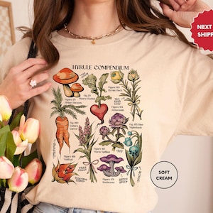 T-shirt Hyrule Compendium, chemise Hyrule Korok, chemise de jeu vidéo, t-shirt Breath Of The Wild, chemise végétale, cadeau pour amateur de plantes