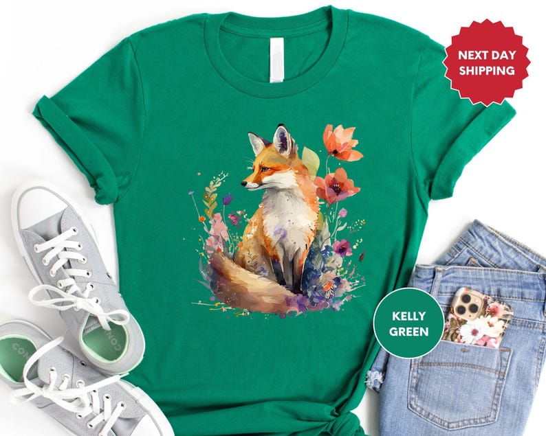 a t - shirt with a picture of a fox on it