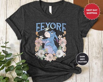 Retro Disney Eeyore Shirt, Eeyore Winnie The Pooh, Eeyore Floral T-Shirt, Disney Family Trip, Disney Eeyore, Family Vacation, Disney Gift