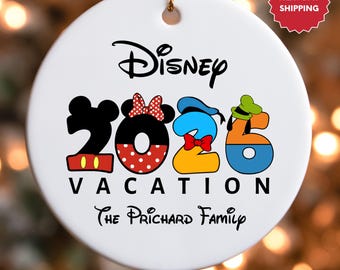 Disney Family Vacation 2026, Disney Vacation Ornament, Disney Keepsake, Mickey and Friends Ornament, Personalized Disney Christmas Gifts