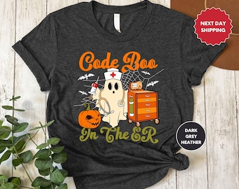 Code Boo In The ER Nurse Shirt, Halloween Horror, ER Tech Shirt, Boo Halloween, Emergency Tee, Gift for Nursing Student, Emergency Room