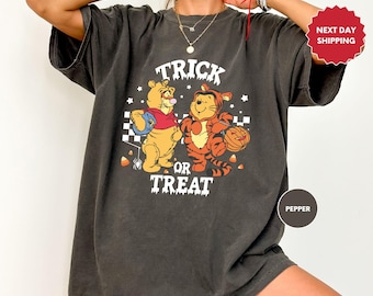 Trick Or Treat Winnie The Pooh And Tigger Shirt, Comfort Colors Winnie The Pooh Halloween Shirt, Halloween Shirt, Disney Halloween Shirt