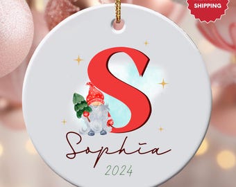 Ornamento con nome lettera 2024, ornamento natalizio, ornamento con nome personalizzato, ornamento con iniziali, ornamento di famiglia personalizzato, regalo di Natale