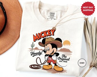 Comfort Colors ,Cowboy Mickey Desert Vibes On My Mind Shirt, Western Mickey Mouse Shirt, Disney Western, Magic Kingdom Tee, Western Holiday