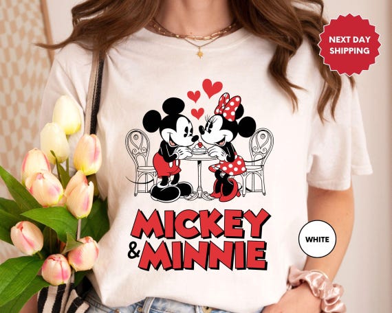 Mickey Minnie Valentine Kiss Shirt, Disney Family Trip Tee, Disneyland Couples Tee, Romantic Disney Tee, Mickey and Minnie Love Shirt