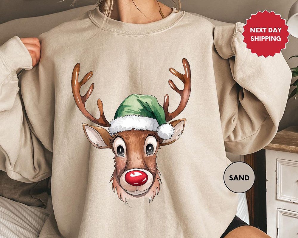 Christmas Reindeer Sweatshirt, Cute Christmas Sweatshirt, Christmas Family Sweatshirt, Christmas Gift, Christmas Sweater, Christmas Outfit