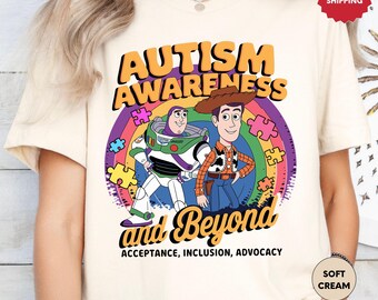 Buzz Lightyear And Woody Autism Shirt, To Autism And Beyond Tee, Toy Story Awareness Shirt, Disney Puzzle Piece Tee, Autism Month Gift
