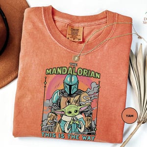 Chemise rétro Mandalorian Boba Fett et Baby Yoda, chemise This Is The Way, T-shirt Grogu, chemise Star Wars vintage, Mandalorian, fan de Star Wars image 3