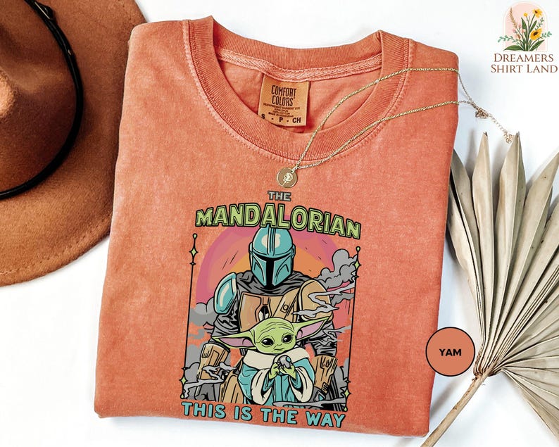 Chemise rétro Mandalorian Boba Fett et Baby Yoda, chemise This Is The Way, T-shirt Grogu, chemise Star Wars vintage, Mandalorian, fan de Star Wars image 3