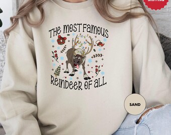 Disney Frozen Sven Christmas Sweater, Disney Family Christmas Crewneck, The Most Famous Reindeer Of All Sweatshirt, WDW Christmas Sweater