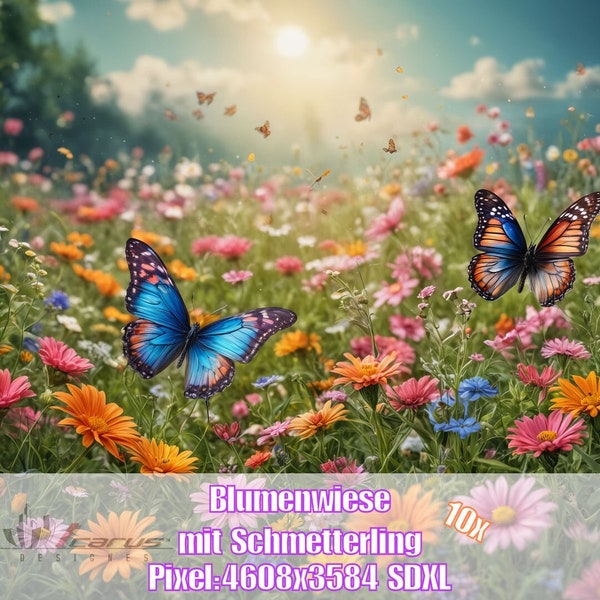 AI Schmetterling auf Blumenwiese