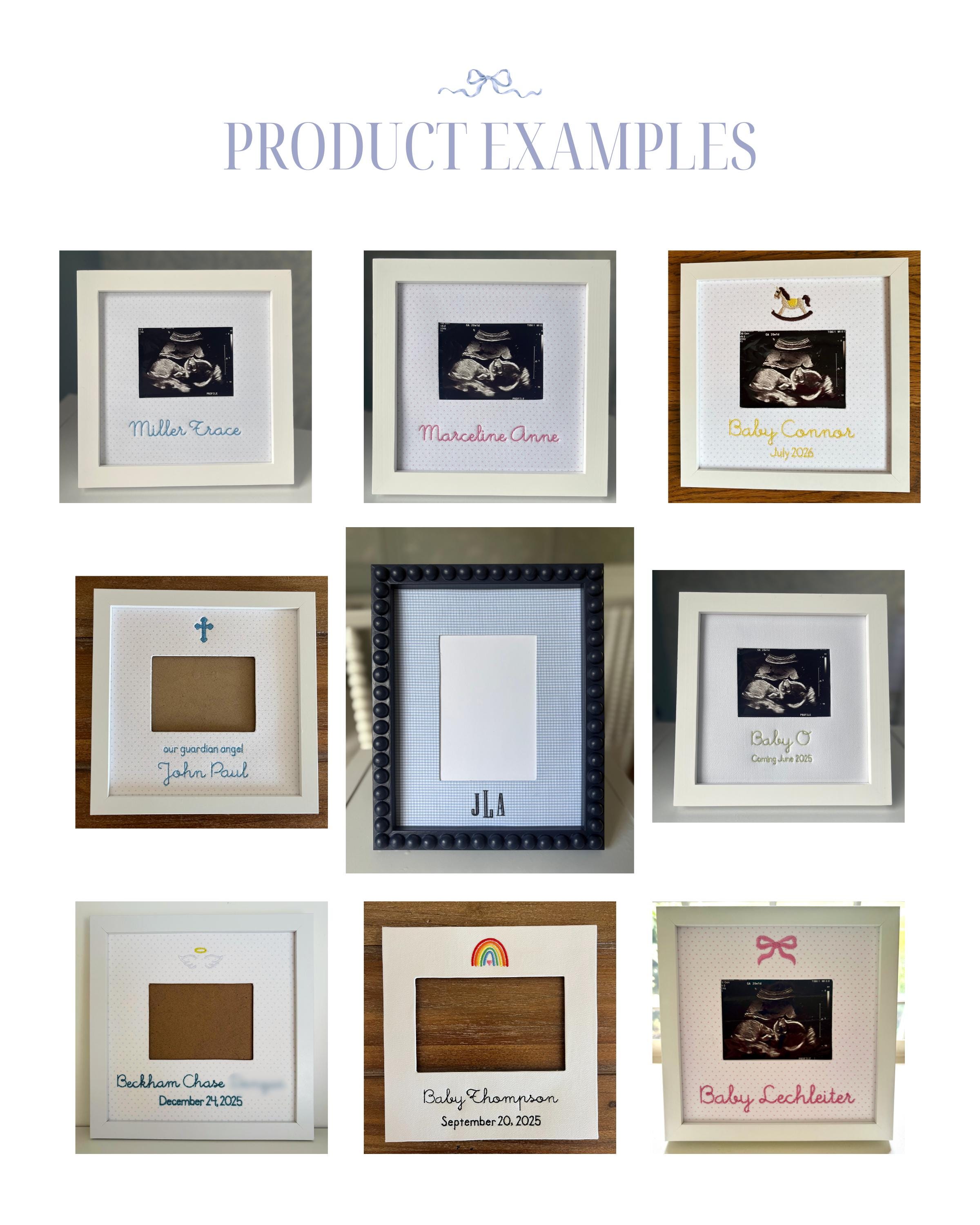 Custom Embroidered Gingham Photo Frame – Monogrammed Mat, Embroidered ...